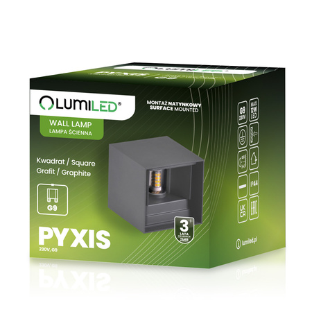 Zahradní nástěnná lampa G9, nastavitelné nahoru a dolů Grafitové PYXIS LUMILED