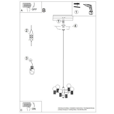 Lustr Závěsné svítidlo 6x G9 Hliníková zelená olivová svatozář French Sky SL.1832 Sollux