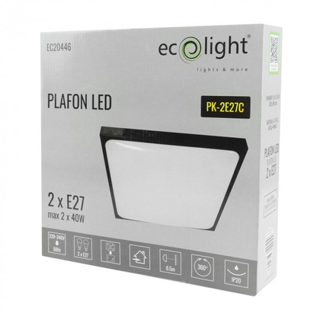 Stropní svítidlo LED Plafond 2x E27 Square Ecolight