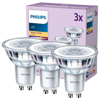 Sada 3x LED halogenová žárovka GU10 PAR16 4,6W = 50W 355lm 2700K Teplá 36° PHILIPS