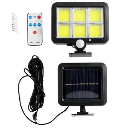 LED reflektor venkovní solární 2W lm 6000K studený se senzorem pohybu a soumraku IP44 černý hranol Kobi