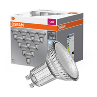 10x LED žárovka GU10 4.3W = 50W 350lm 4000K Neutrální bila 36° OSRAM