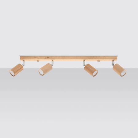 Stropní svítidlo BERG 4xGU10 Reflektor Halogenové svítidlo Pohyblivé 80cm Přírodní dřevo SOLLUX
