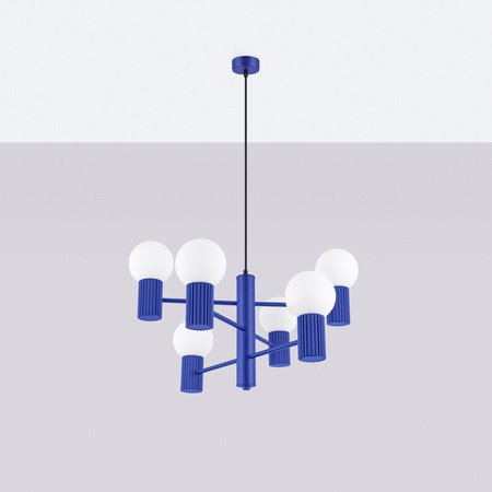 Lustr Závěsné svítidlo 6x G9 Hliníková modrá ultramarínová svatozář Francouzské nebe SL.1835 Sollux