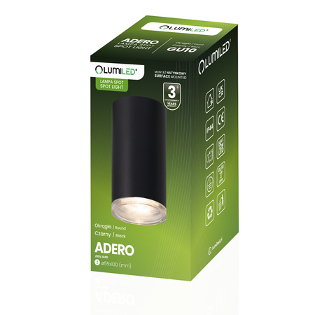 LED reflektorové stropní svítidlo Spot Tuba GU10 IP44 ADERO Black Lumiled