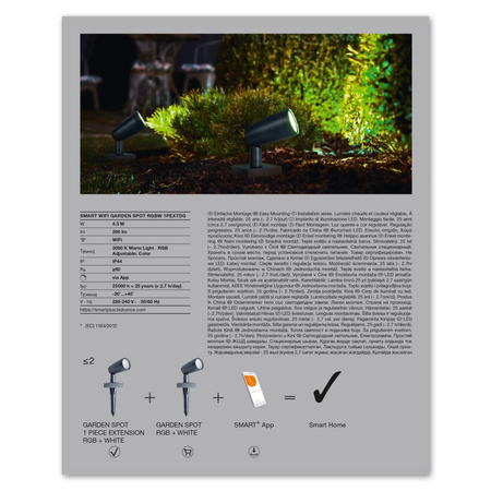 LED zahradní reflektor RGB+W 4.5W SMART+ WiFi GARDEN 1 Spot LEDVANCE - Prodloužení