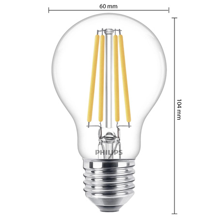 LED žárovka E27 A60 10.5W = 100W 1521lm 4000K neutrální bílá vlákno PHILIPS