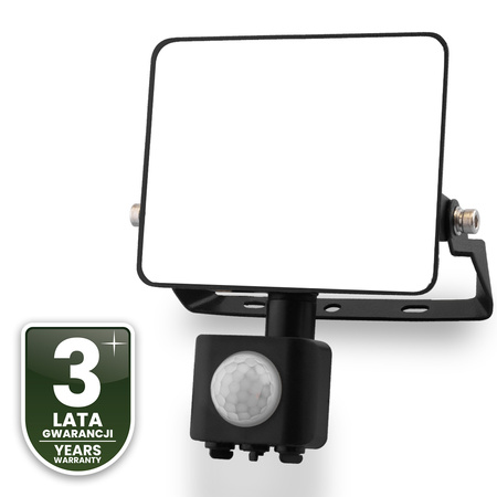 LED reflektor AZZLER 20W 2400lm 4000K IP44 Halogenová venkovní lampa se senzorem pohybu černá LUMILED