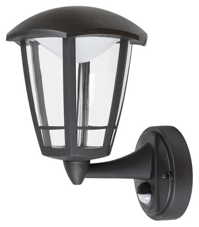 Zahradní lampa LED nástěnná lampa SORRENTO 8W 3000K IP44 nahoru Lucerna s pohybovým senzorem Černá RABALUX