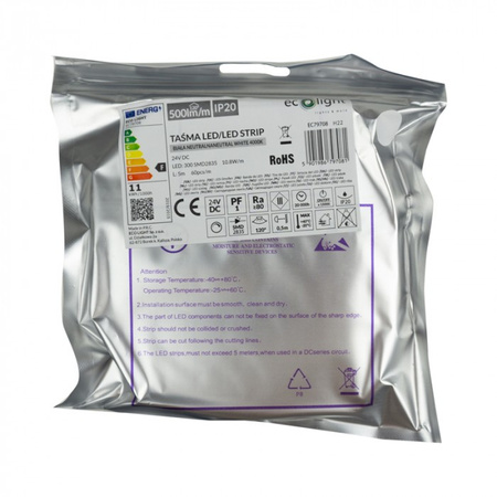 LED pásek SMD 2835 10,8W/m 500lm/m 60LED/m 24V 4000K neutrální IP20 Roll 5m Ecolight