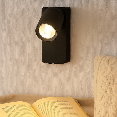 Nástěnná povrchová lampa na čtení GU10 USB černá matná Timo Masterled