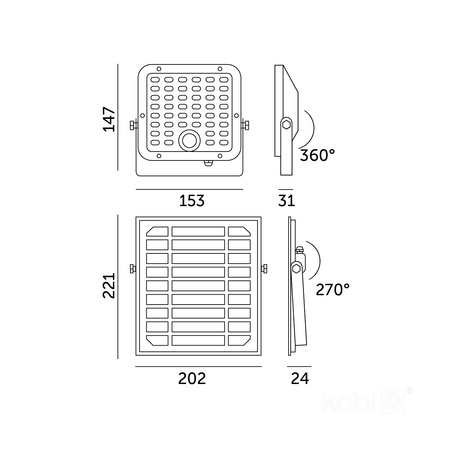 Venkovní solární LED reflektor 10W 1500lm 4000lm neutrální 120° se senzorem pohybu a soumraku IP65 černý MHCS Kobi