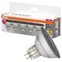 5x LED žárovka MR16 Reflector GU5.3 5W = 35W 345lm 2700K Warm CRI90 12V 36° Dimmable BASE Osram