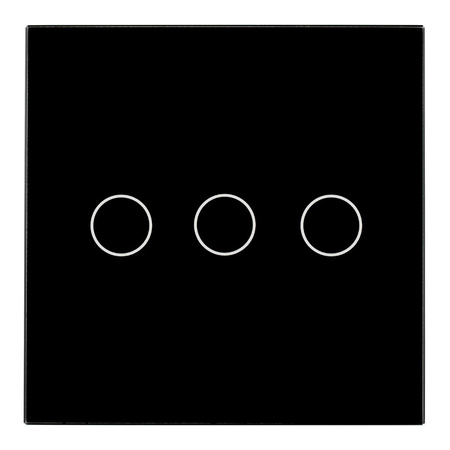 Černý trojitý LED dotykový skleněný spínač