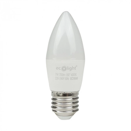 LED žárovka svíčka B37 E27 7W 630lm 4000K neutrální bílá Ecolight