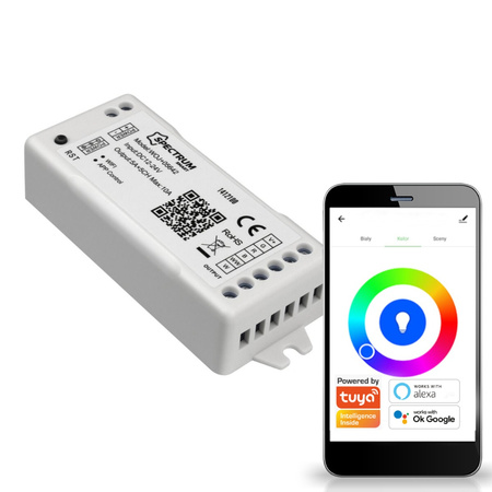 CONTROLLER ovladač pro TUYA WiFi LED pásky 12/24V DC 120W 240W RGBW+CCT Stmívatelné SPECTRUM