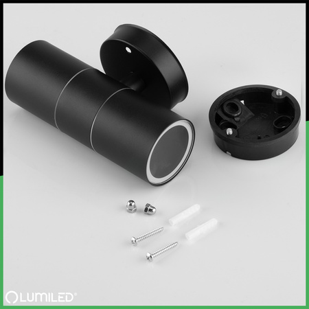 Zahradní nástěnná lampa GU10, IP44 nastavitelné nahoru a dolů Černá ZINNIA LUMILED