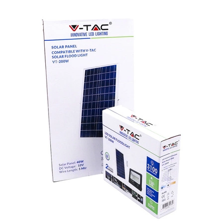 Reflektor LED 40W 6000K IP65 + solární panel S dálkovým ovládáním VT-200W V-TAC