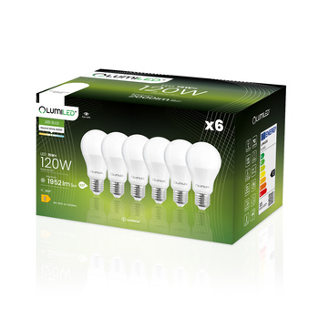 6x LED žárovka A65 E27 15W = 120W 2000lm 4000K Neutrální bila 260° LUMILED