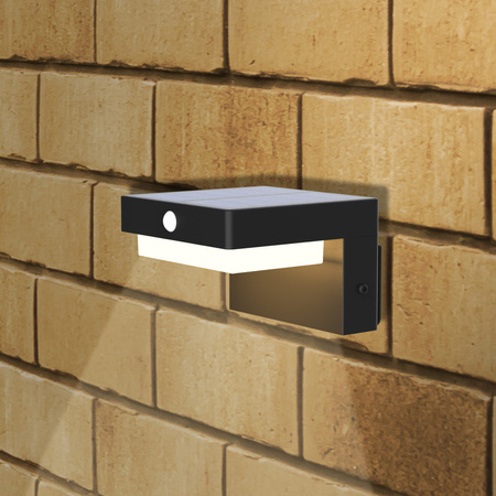 Venkovní solární nástěnná lampa LED 4000K Neutrální zahradní fasádní lampa se senzorem pohybu USB-C