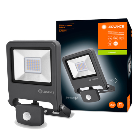 Reflektor LED 30W 2700lm 4000K IP44 šedý s pohybovým senzorem LEDVANCE světlomet Endura