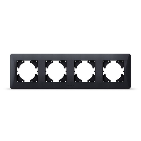 Horizontální rámeček pro čtyřzásuvkové nástěnné zásuvky Černá BINERA VIDEX