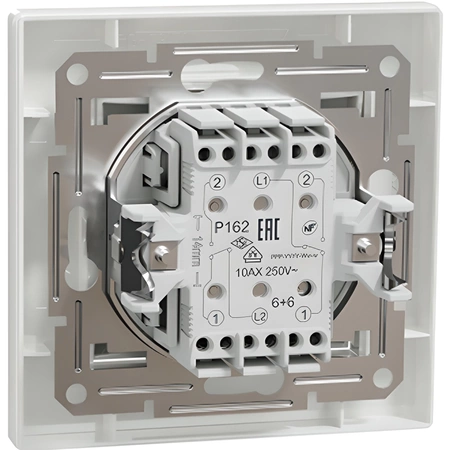 Asfora dvojitý schodišťový spínač. zapuštěná montáž. IP20. bílý