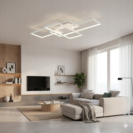 Geometrické stropní svítidlo PLAFON LED lustr 130W 3000K-6500K bílá + dálkový ovladač