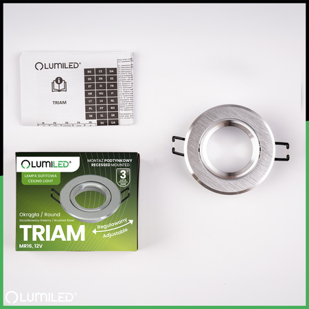 Halogenové stropní svítidlo pod omítku Kulaté pohyblivé svítidlo GU10 MR16 Silver TRIAM LUMILED