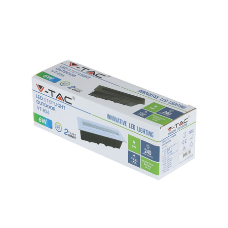 LED svítidlo na schodiště 6W 4000K obdélníkové černé krokové světlo VT-856 V-TAC