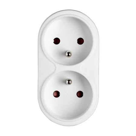 Rozdělovač elektrické sítě dvojitý 2x 2P+0 Zloděj 2 zásuvky s uzemněním VAYOX