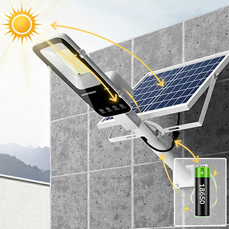 Výkonná 1200W 6500K LED solární pouliční lampa IP65 + dálkové ovládání