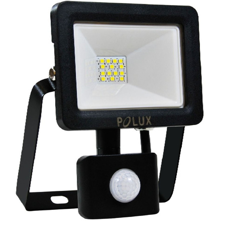 Reflektor LED 10W 800lm 3000K černý s pohybovým a soumrakovým senzorem GOLDLUX (Polux)