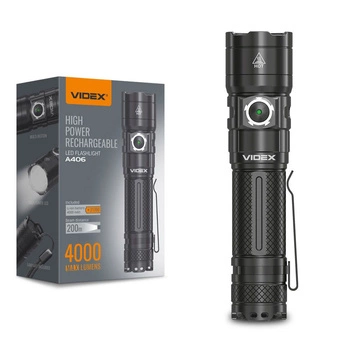 Taktická LED dobíjecí vodotěsná svítilna 20W 4000lm 6000K A406 velmi výkonná VIDEX