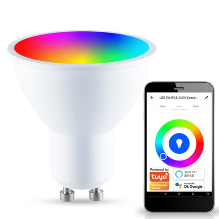 LED žárovka GU10 6W RGB+W 520LM SMART WIFI TUYA Intelligent Dimmable