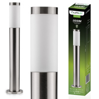 Venkovní zahradní lampa E27, LED sloupek 65cm inox LILIUM LUMILED