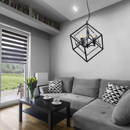 Stropní závěsné svítidlo 3x E27 Chrome Black Ikar Sanico Goldlux