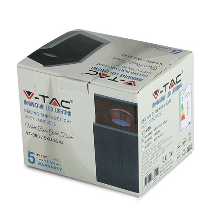 Bodové stropní svítidlo GU10 čtvercová šedá/růžově zlatá VT-860 V-TAC - 5letá záruka