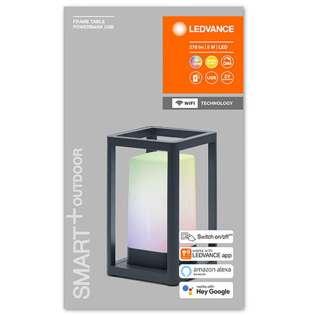 Chytrá venkovní LED stolní lampa RGB+W WIFI SMART+ POWERBANK USB FRAME STŮL LEDVANCE