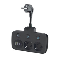 KOBI LINEA FL rozbočovač 2x230V země, 3 přepínače 4xUSB černá