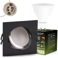 TRIX 3v1 GU10 6W 3000K Black LUMILED čtvercové pohyblivé halogenové svítidlo pro zapuštěnou montáž