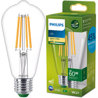 Edison LED žárovka E27 ST64 4W = 60W 840lm 2700K Teplá bílá Filament PHILIPS Ultra Efficient